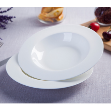 Haonai porcelain pasta plate,porcelain round deep plate,white porcelain soup plate for restaurant